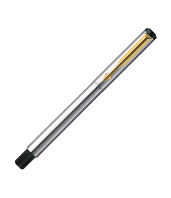 PARKER VECTOR STAINLESS STEEL ROLLER BALL PEN WITH GOLD TRIM PARKER VECTOR STAINLESS STEEL ROLLER BALL PEN WITH GOLD TRIM