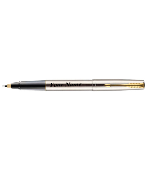 PARKER FRONTIER STAINLESS STEEL ROLLER BALL PEN WITH GOLD TRIM PARKER FRONTIER STAINLESS STEEL ROLLER BALL PEN WITH GOLD TRIM