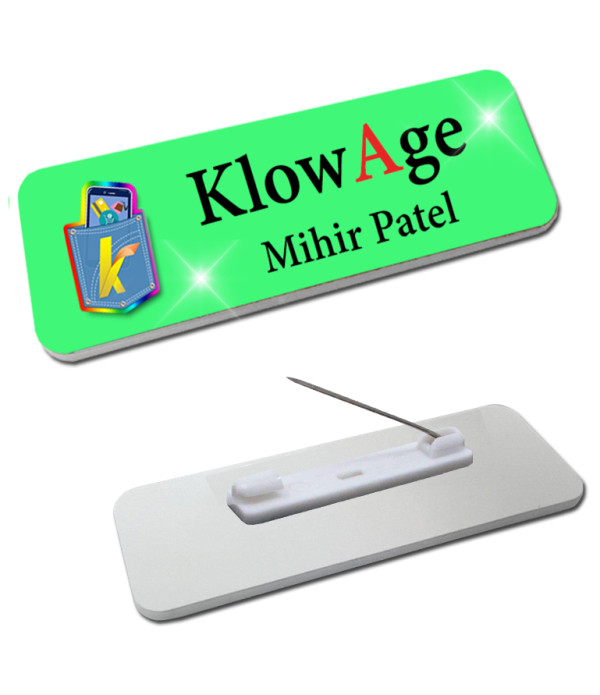 Company Logo / Name Custom Colour Pin Metal Tag Badges – Personalized Identification | Name Plate for Suits,Shirt T-Shirt use in Business, School,office, hotel,restaurant, Size-7.00 Centimeters (Width)+2.50 centimeter (Height)