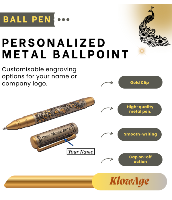  A Personalized Engraved Pen with Peacock Design, Custom Name Engraving, Premium Metal Gift Pen