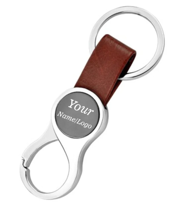 Personalized Metal Keychain with Leather...
