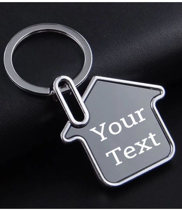 Personalized House-Shaped Metal Keychain...