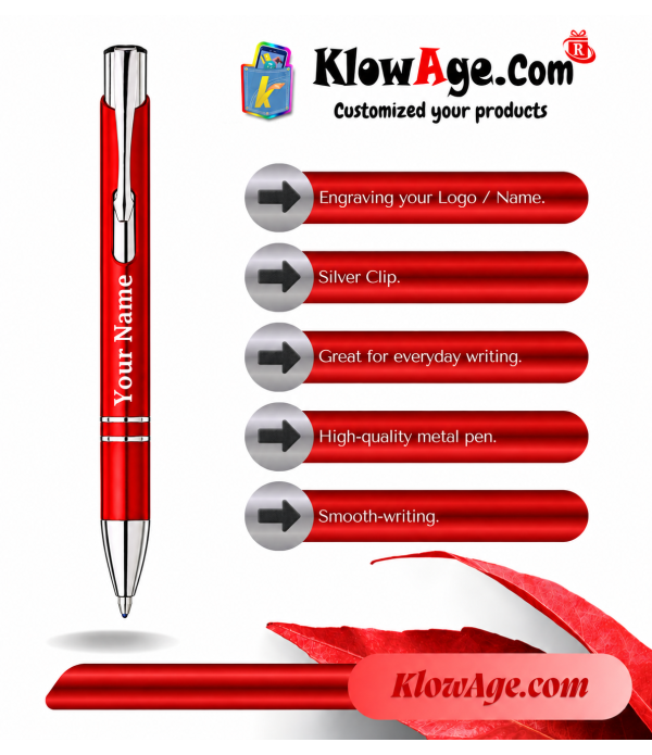 A Personalized Red Metal Ballpoint Pen with Custom Name/Logo Engraving, Customized For Men And Women | Doctor Birthday| Weddings | Corporate gift| Employee Gifting A Personalized Red Metal Ballpoint Pen with Custom Name/Logo Engraving, Customized For Men And Women | Doctor Birthday| Weddings | Corporate gift| Employee Gifting