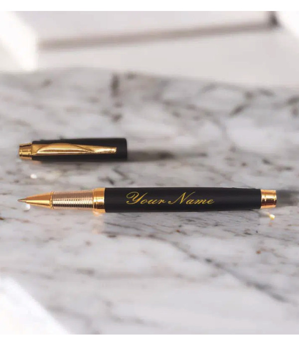 A Personalized Executive Premium Pen with Custom Name / Logo Engraving, Black and Gold, Gold  Customized For Men And Women | Doctor Birthday| Weddings | Corporate gift| Employee Gifting
