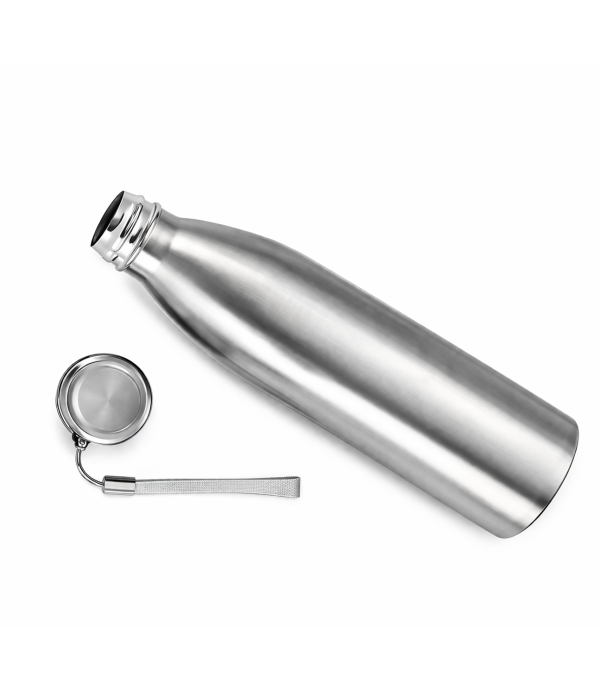 Personalised Water Bottle, Silver, 900ml, Single Walled, Leak-Proof, with Name/Logo