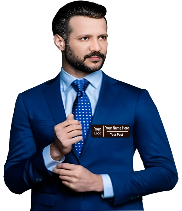 Best Wooden Name& Logo Tag Badges Pin – Personalized Identification | Name Plate for Suits,Shirt T-Shirt use in Business, School,office, hotel,restaurant, Size-7.00 Centimeters (Width)+2.50 centimeter (Height)