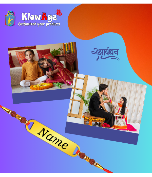 Personalised Name Rakhi For Brother with Gold-Plated Nameplate, Red Thread Traditional Raksha Bandhan | Best & Trendy rakhi for bhai | Customized name on Rakhi for Rakshabandhan