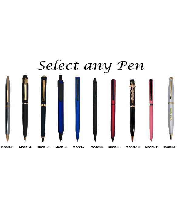 Best Personalized Notebook Gift Set with Saint Ball Pen and Metal Coin with name on pen & Diary