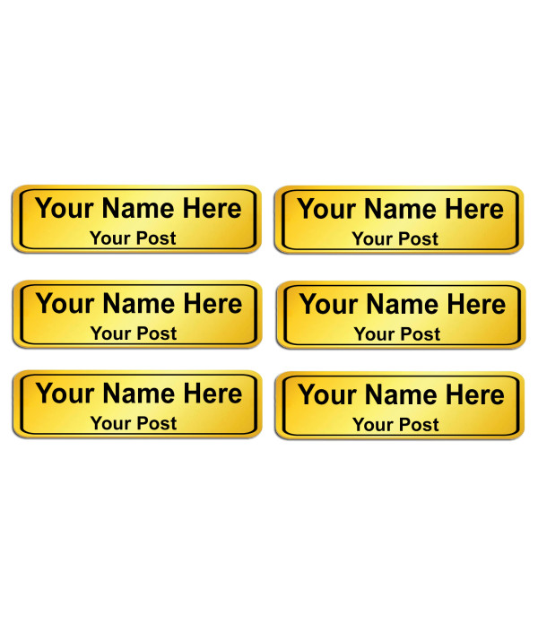 Acrylic Personalized/Customised Custom Engraved 2 Line Name Tag Badges – Personalized Identification with Pin,3 Inch x 1 Inches,Golden Black High Grade Acrylic | Name Plate Suits,shirt for Business