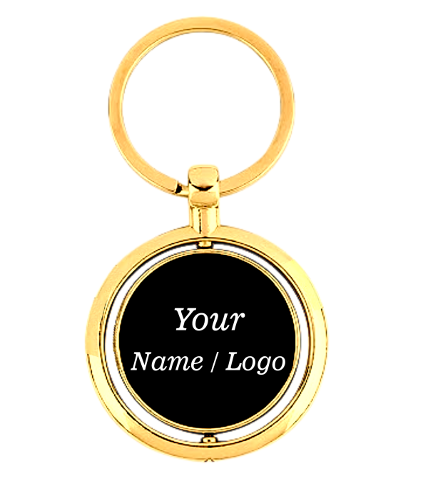 Personalized Gold Metal Round Keychain, Custom Name Engraving, Double-Sided. Use for Hotel & Room Number, For Apartments
