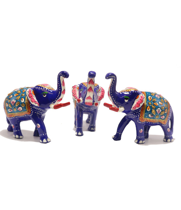 MARBEL ELEPHANT  WITH PAINTING ( L 10.00 CM X H 9.00CM )