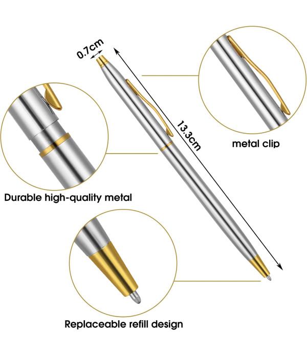 A Personalized Slim Metal Ballpoint Pen, Silver and Gold Finish, Custom Name/logo Engraving Customized For Men And Women | Doctor Birthday| Weddings | Corporate | Employee Gifting