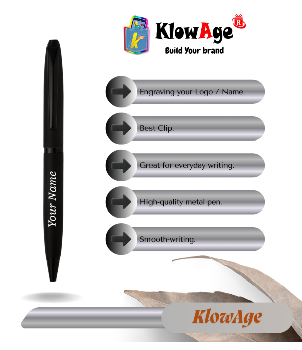 Best Personalized KlowAge Saint Matte Black Pen and Keychain Gift Set,Premium Gift Box with name,customized pen gifts set with Name on pen,keychain and box