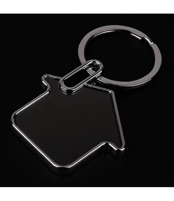 Personalized House-Shaped Metal Keychain with Custom Name, Black and Silver, Hotel & Room Number, For Apartments,Name on Keychain