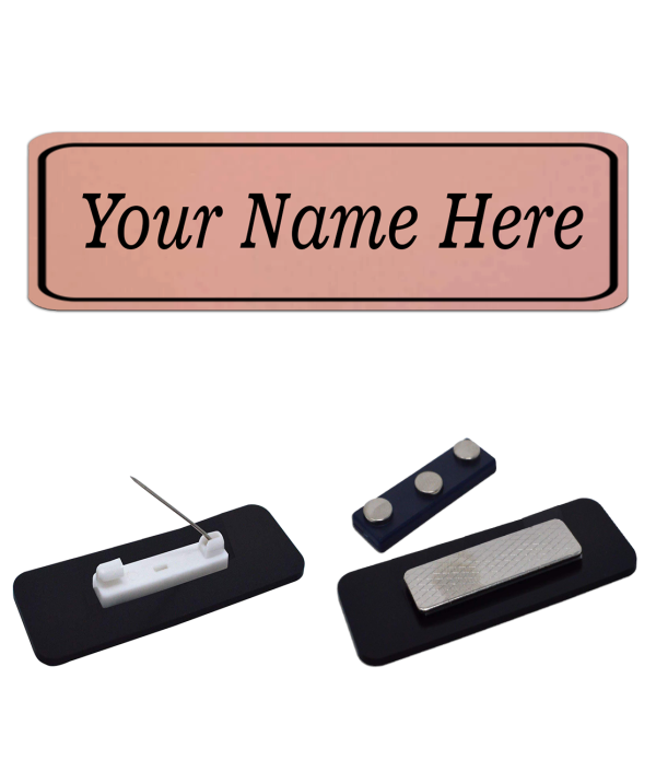 Personalised Name Badge with Pin, Rose G...