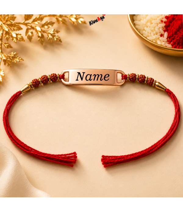 Personalised Name Rakhi For Bhabhi/Brother with Rose Gold-Plated Nameplate, Red Thread Traditional Raksha Bandhan | Best & Trendy rakhi for bhai | Customized name on Rakhi for Rakshabandhan Personalised Name Rakhi For Bhabhi/Brother with Rose Gold-Plated Nameplate, Red Thread Traditional Raksha Bandhan | Best & Trendy rakhi for bhai | Customized name on Rakhi for Rakshabandhan