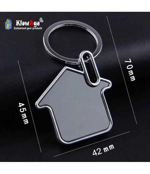 Personalized House-Shaped Metal Keychain with Custom Name, Black and Silver, Hotel & Room Number, For Apartments,Name on Keychain
