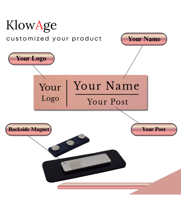Custom Name Badge with Logo, name and Post, Personalised ID Tag, Pin or Magnetic 