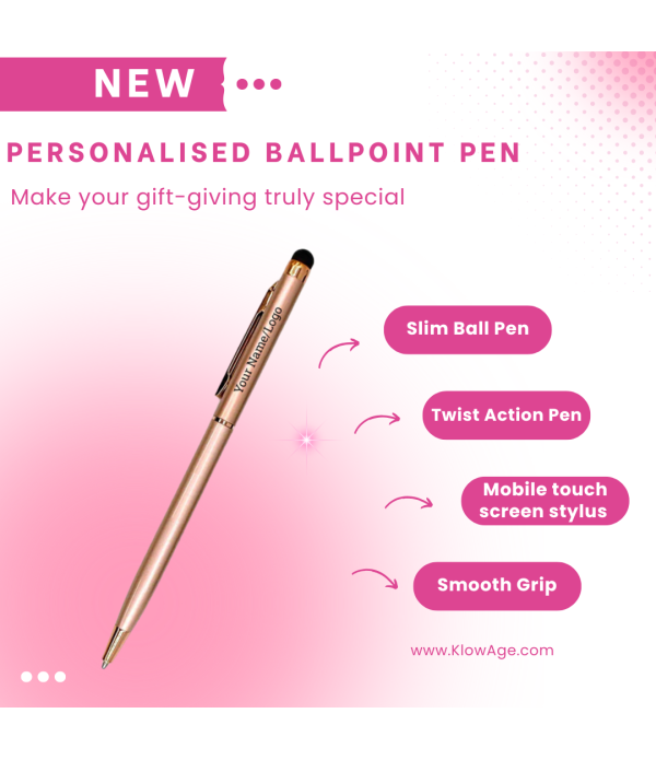 A Personalized Slim Metal Ballpoint Pen,Rose Gold Finish, Custom Name/logo Engraving Customized For Men And Women | Doctor Birthday| Weddings | Corporate | Employee Gifting