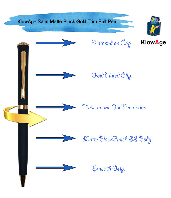 KlowAge Saint Diamond Matte Black GT Ball Pen with Engraving Happy Diwali Gift Box | Excellent Gift For propose Girl/Boy | Corporate Gift | Premium Pen