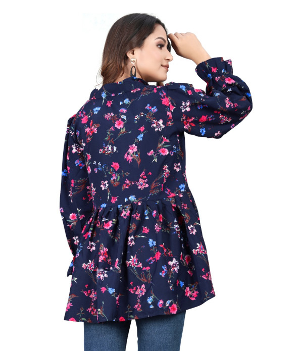WOMEN'S Trendy Latest women Dark Blue flowers design top under 500