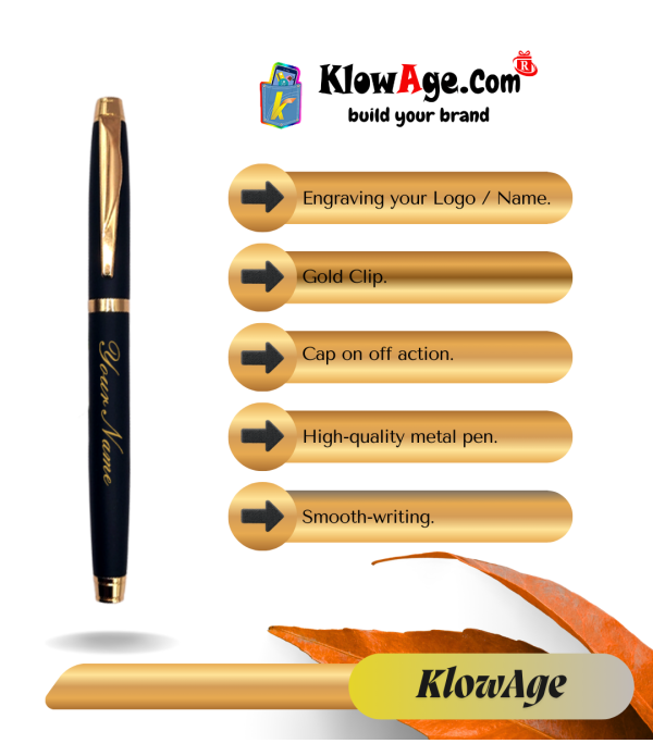 A Personalized Executive Premium Pen with Custom Name / Logo Engraving, Black and Gold, Gold  Customized For Men And Women | Doctor Birthday| Weddings | Corporate gift| Employee Gifting