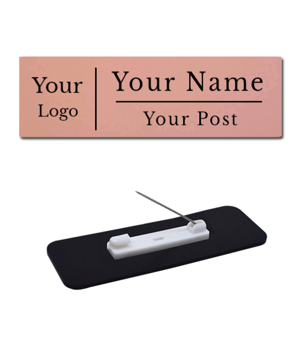 Custom Name Badge with Logo, name and Post, Personalised ID Tag, Pin or Magnetic 