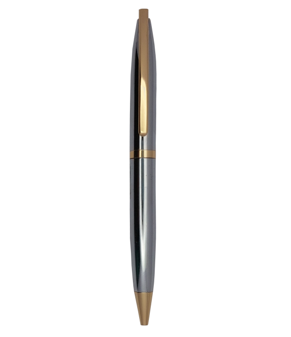 KlowAge Saint Stainless Steel Gold Trim Ball Pen with Gift Box and Bag