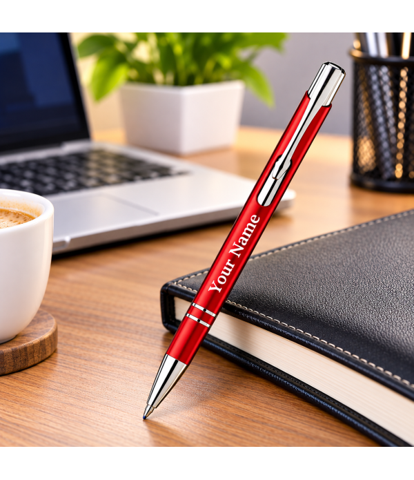 A Personalized Red Metal Ballpoint Pen w...