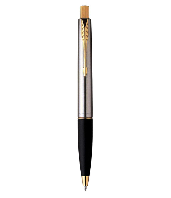 PARKER FRONTIER STAINLESS STEEL BALL PEN WITH GOLD TRIM PARKER FRONTIER STAINLESS STEEL BALL PEN WITH GOLD TRIM