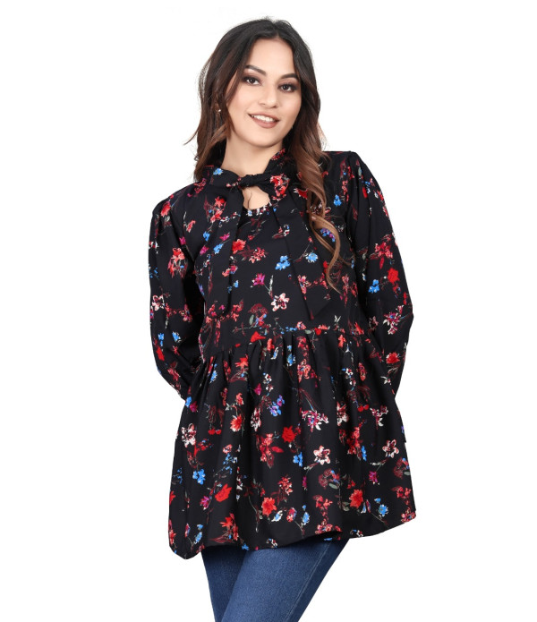 WOMEN'S Trendy Latest women  Black flowers design top under 500