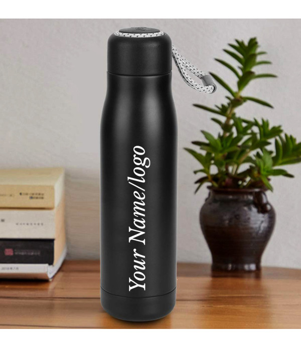 Personalised Water Bottle, Black, with C...