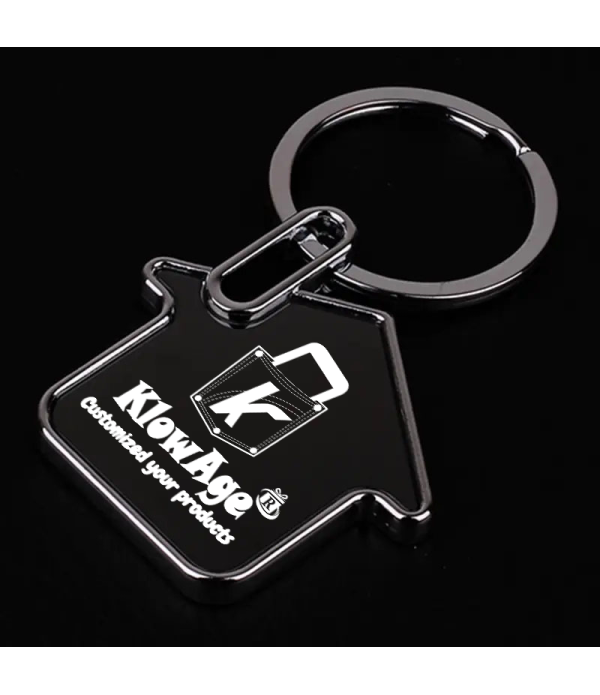 Personalized House-Shaped Metal Keychain with Custom Name, Black and Silver, Hotel & Room Number, For Apartments,Name on Keychain