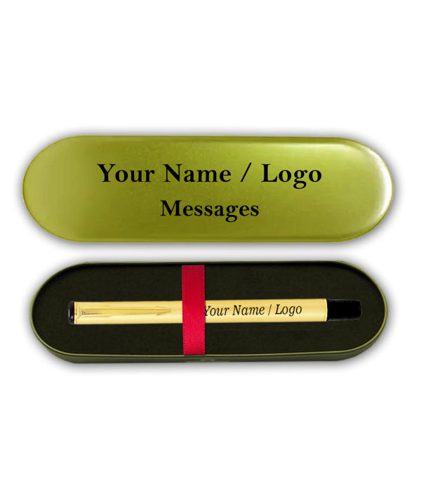 A Personalized Gold Metal Pen with Custom Name or Logo, Metal Case, Professional Gift Set, Business Writing Accessory