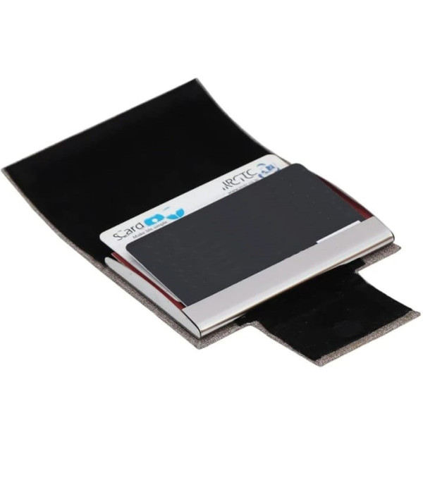 KlowAge Personalised Business Card Holder, Grey Canvas Metal Case with Custom Name/Logo Engraving