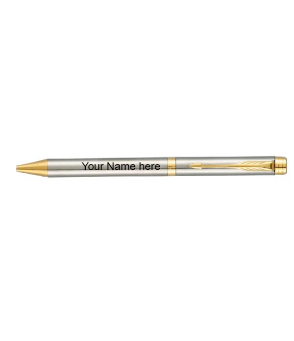 PARKER FOLIO STAINLESS STEEL BALL PEN WITH GOLD TRIM PARKER FOLIO STAINLESS STEEL BALL PEN WITH GOLD TRIM