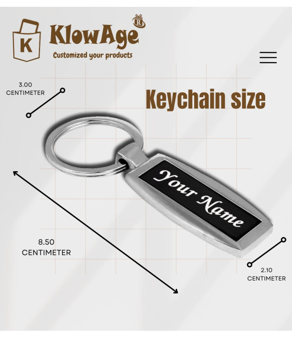 Best Personalized Metal Keychain with Custom Name Engraving, Silver and Black Colour