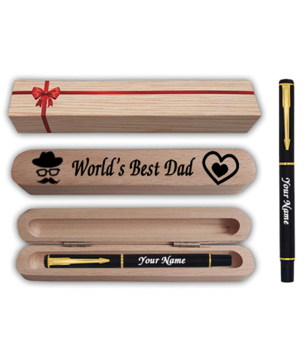 Personalized World's Best Dad Wooden Pen...