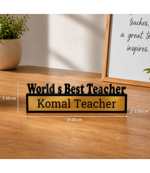 KlowAge Customised Wooden Teacher Desk Name Plate, Office Table Accessory, Gold Finish KlowAge Customised Wooden Teacher Desk Name Plate, Office Table Accessory, Gold Finish