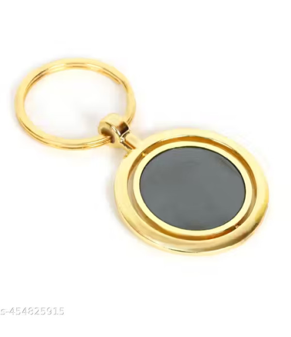 Personalized Gold Metal Round Keychain, Custom Name Engraving, Double-Sided. Use for Hotel & Room Number, For Apartments