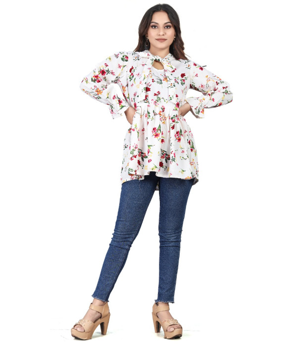 WOMEN'S Trendy Latest women White flowers design top under 500