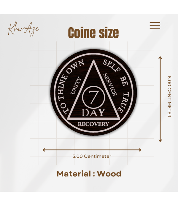  Customised Recovery Wooden Coin, Day Number Tracking, AA Sobriety Medallion
