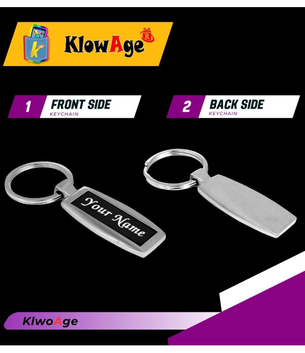 Best Personalized Metal Keychain with Custom Name Engraving, Silver and Black Colour