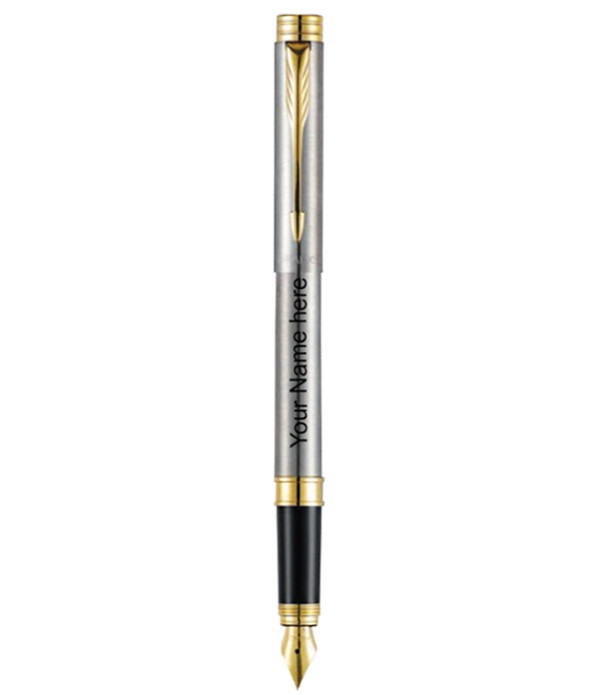 PARKER FOLIO STAINLESS STEEL FOUNTAIN PEN WITH GOLD TRIM PARKER FOLIO STAINLESS STEEL FOUNTAIN PEN WITH GOLD TRIM