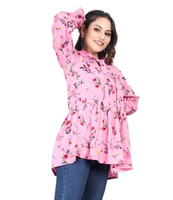 WOMEN'S Trendy Latest women Pink flowers design top under 500