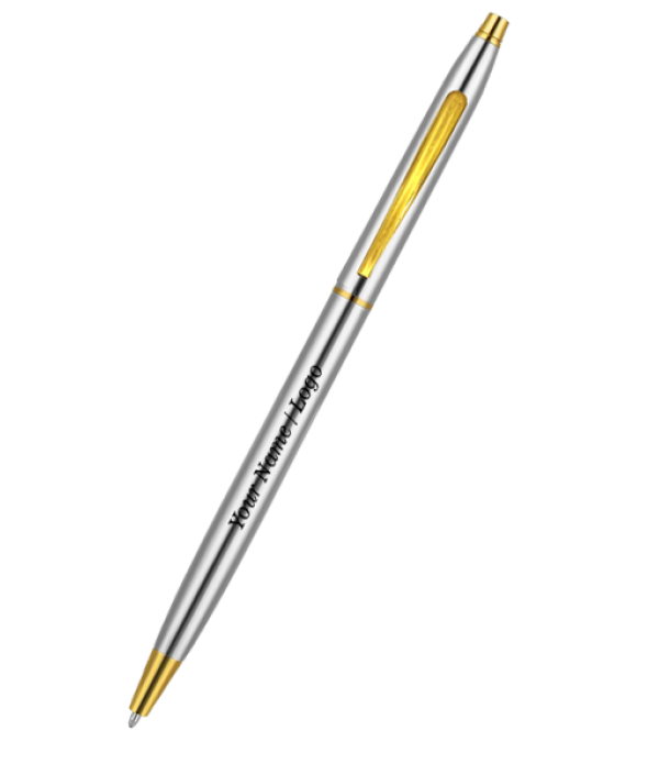 A Personalized Slim Metal Ballpoint Pen, Silver and Gold Finish, Custom Name/logo Engraving Customized For Men And Women | Doctor Birthday| Weddings | Corporate | Employee Gifting