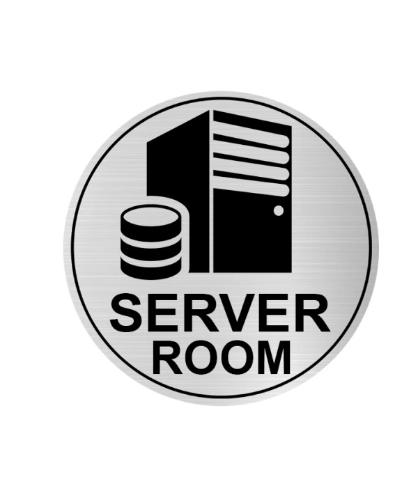 KlowAge Server Room Self-Adhesive Silver Black High Grade Acrylic Sign Board for Business Shop Stores Cafes Shops Hospital School Office Hotel Restaurant Company Malls Bank Home