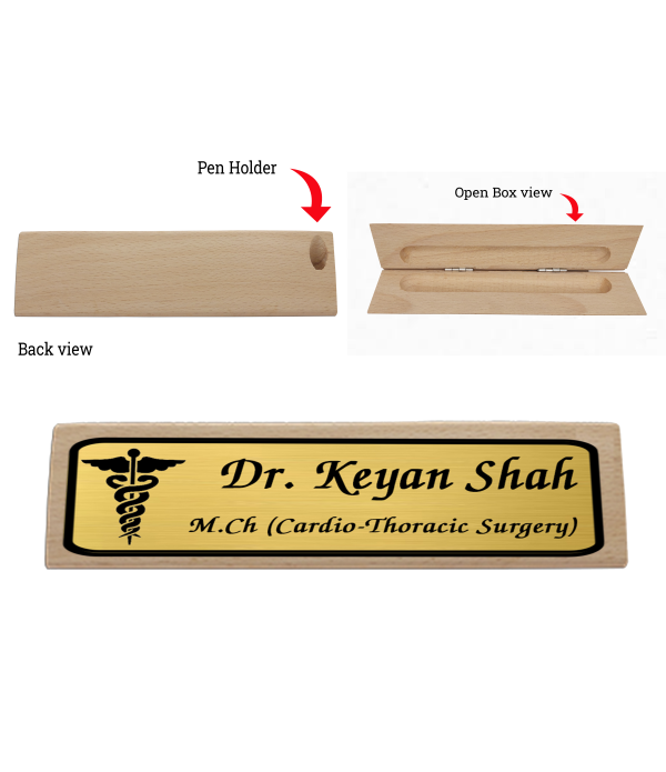 KlowAge Customised Wooden Desk Name Plate, Office Table Accessory, Gold Finish KlowAge Customised Wooden Desk Name Plate, Office Table Accessory, Gold Finish
